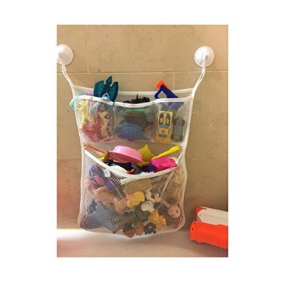 Jouet de bain de stockage Organiseur  Huijukon à séchage rapide de jouets de bain – Grand filet de bain jouet support + 4 pcs Ventouse Crochets (45 7 x 53 3 cm) - B078H7M8MH